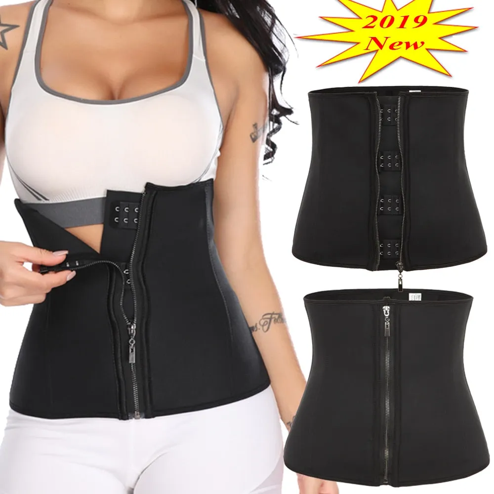 Latex Waist Trainer Fajas Body Shaper Women Faja Slimming Belt Tummy Shaper Steel Boned Shapewear Zipper Hook Control Girdle