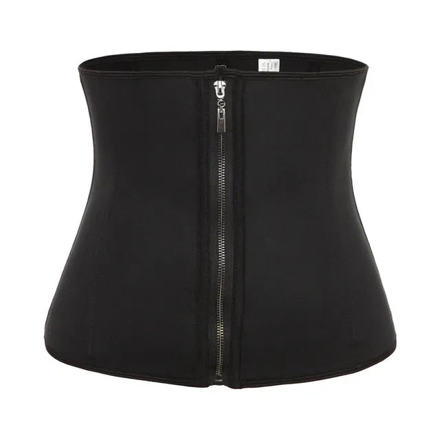 Latex Waist Trainer Fajas Body Shaper Women Faja Slimming Belt Tummy Shaper Steel Boned Shapewear Zipper Hook Control Girdle