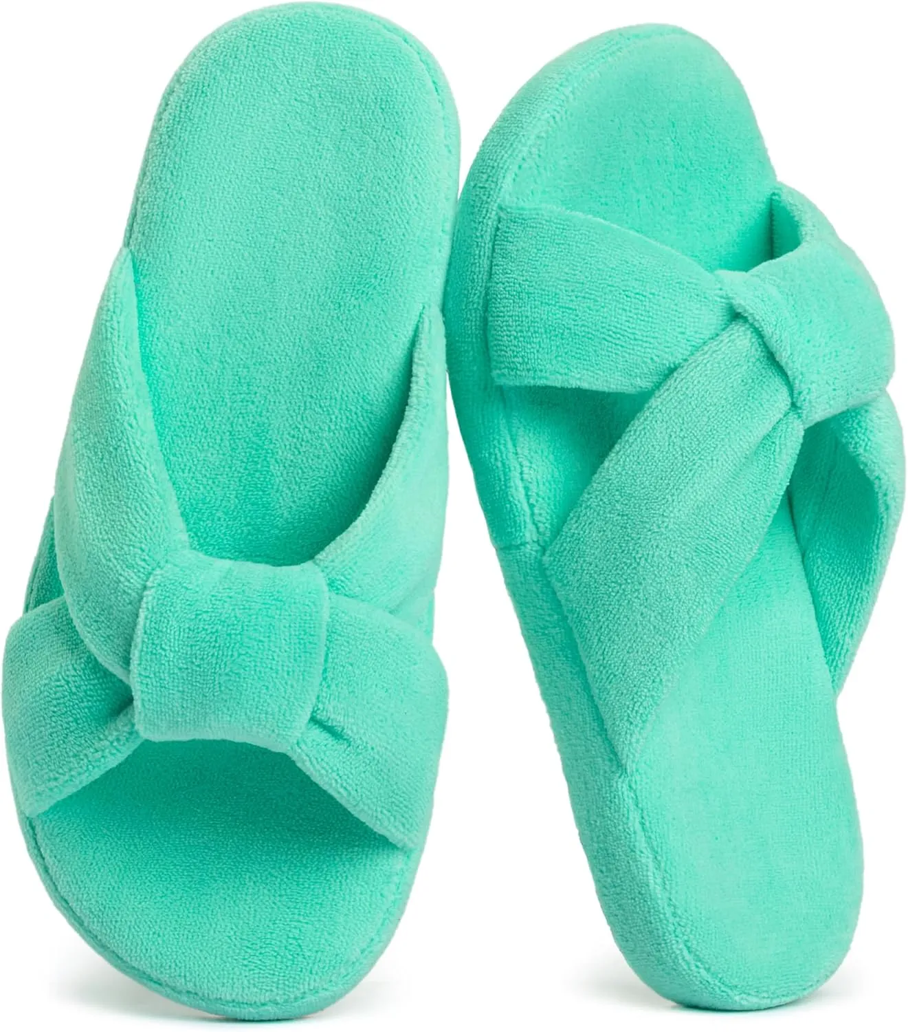 LazyStep Women's Crossband House Slippers, Open Toe House Shoes, Slip on Slides Indoor Outdoor