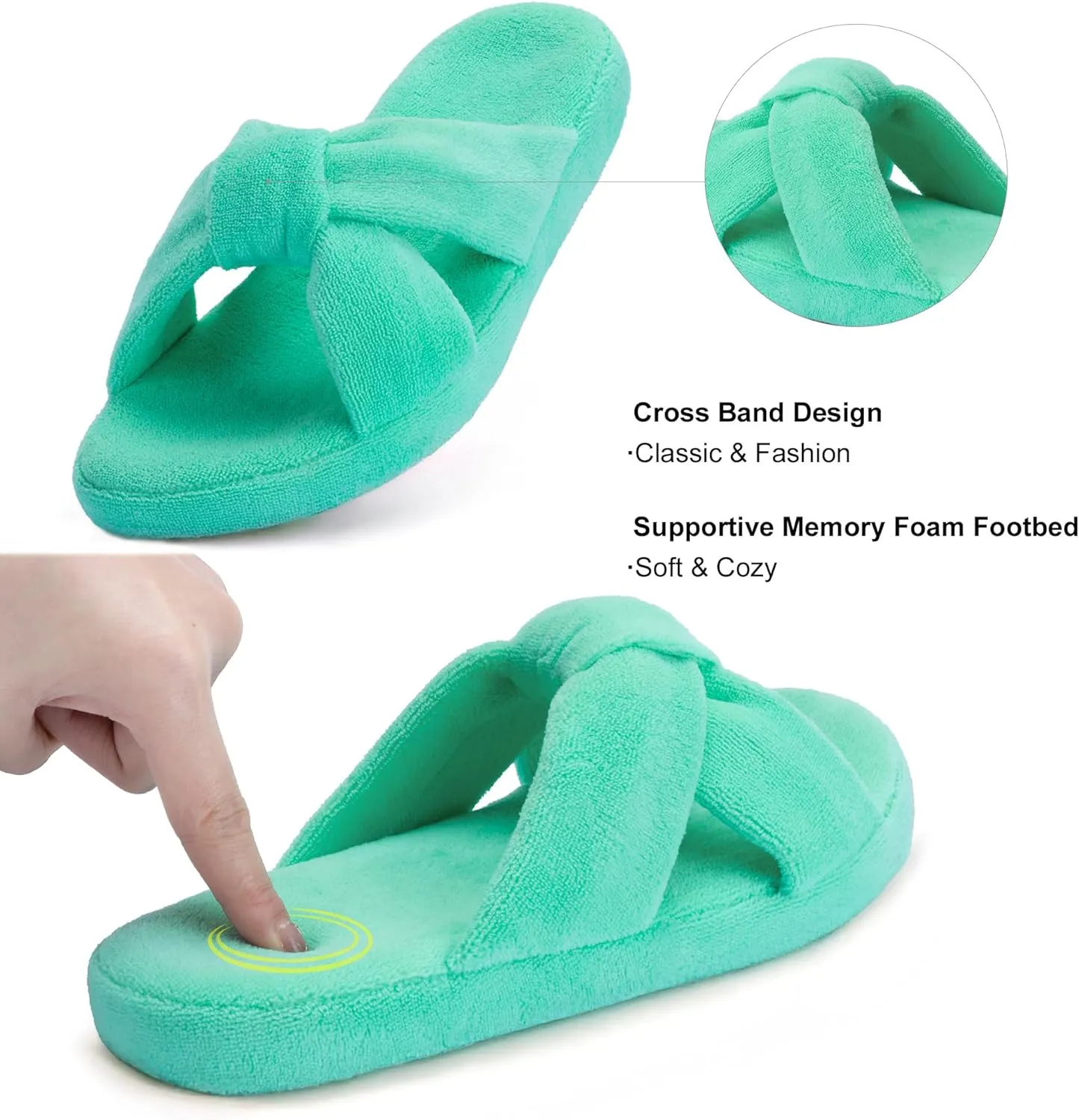 LazyStep Women's Crossband House Slippers, Open Toe House Shoes, Slip on Slides Indoor Outdoor