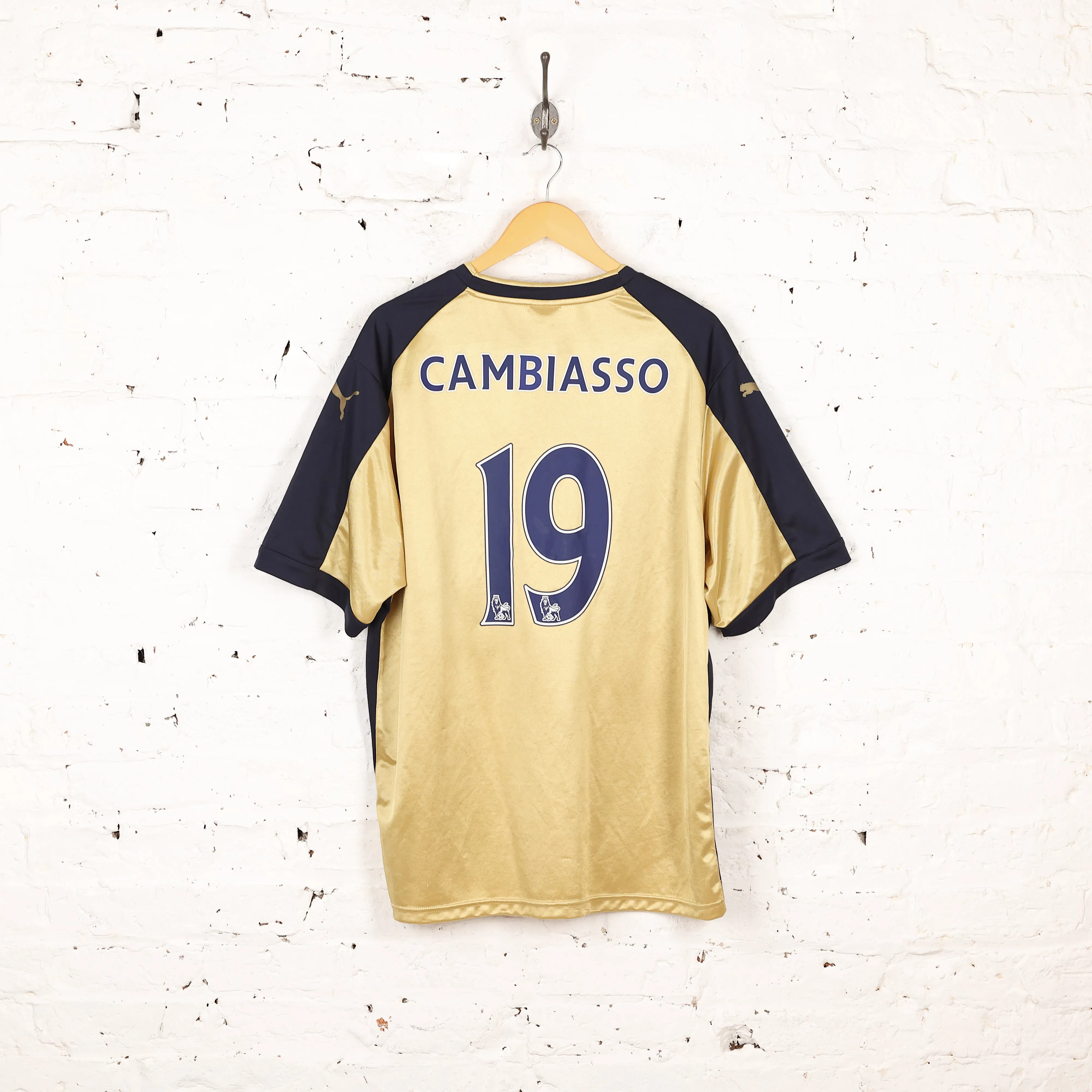Leicester City Puma 2014 Cambiasso Away Football Shirt - Gold - XXXL