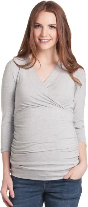Lilac Maternity Women's Maternity Michelle Crossover Top, Grey, Small