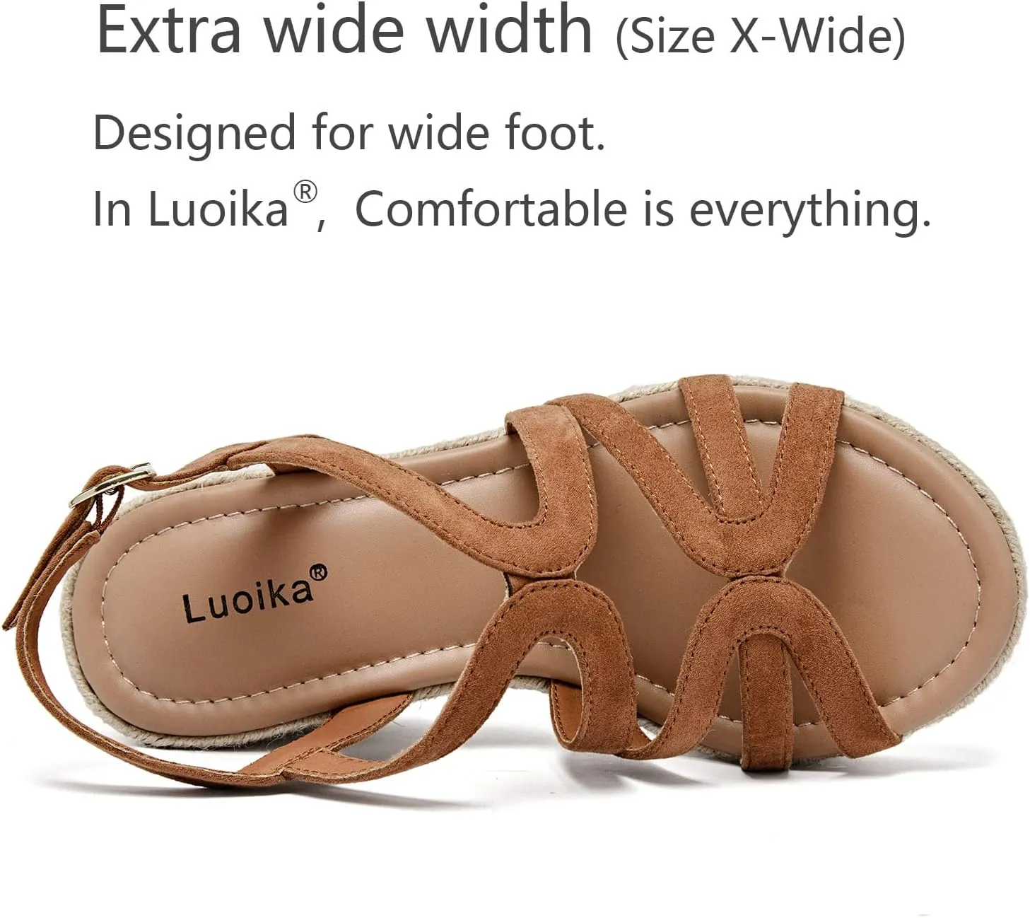 Luoika Women's Wide Width Wedge Sandals, Platform Ankle Strap Open Toe Espadrille Wedge Pump Heel Women's Sandals Concise Casual Summer Shoes.