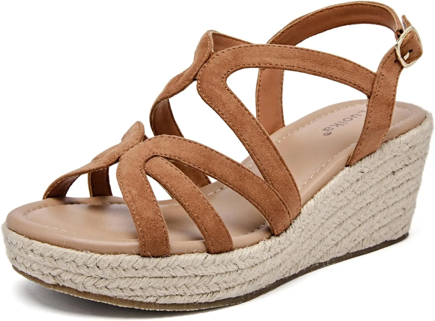 Luoika Women's Wide Width Wedge Sandals, Platform Ankle Strap Open Toe Espadrille Wedge Pump Heel Women's Sandals Concise Casual Summer Shoes.