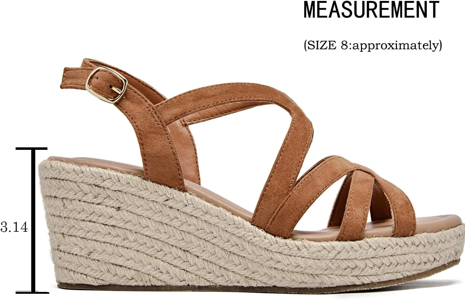 Luoika Women's Wide Width Wedge Sandals, Platform Ankle Strap Open Toe Espadrille Wedge Pump Heel Women's Sandals Concise Casual Summer Shoes.