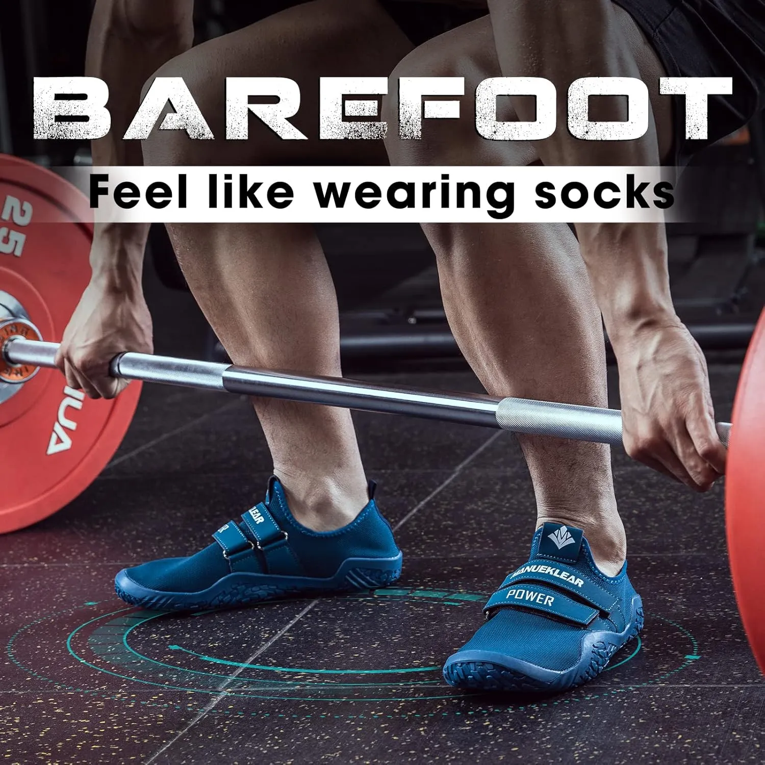 MANUEKLEAR Deadlift Shoes - Weight Lifting Shoes for Men Women - Weightlifting Squat Shoes Fitness Cross-Trainer Barefoot Gym Training Sneakers