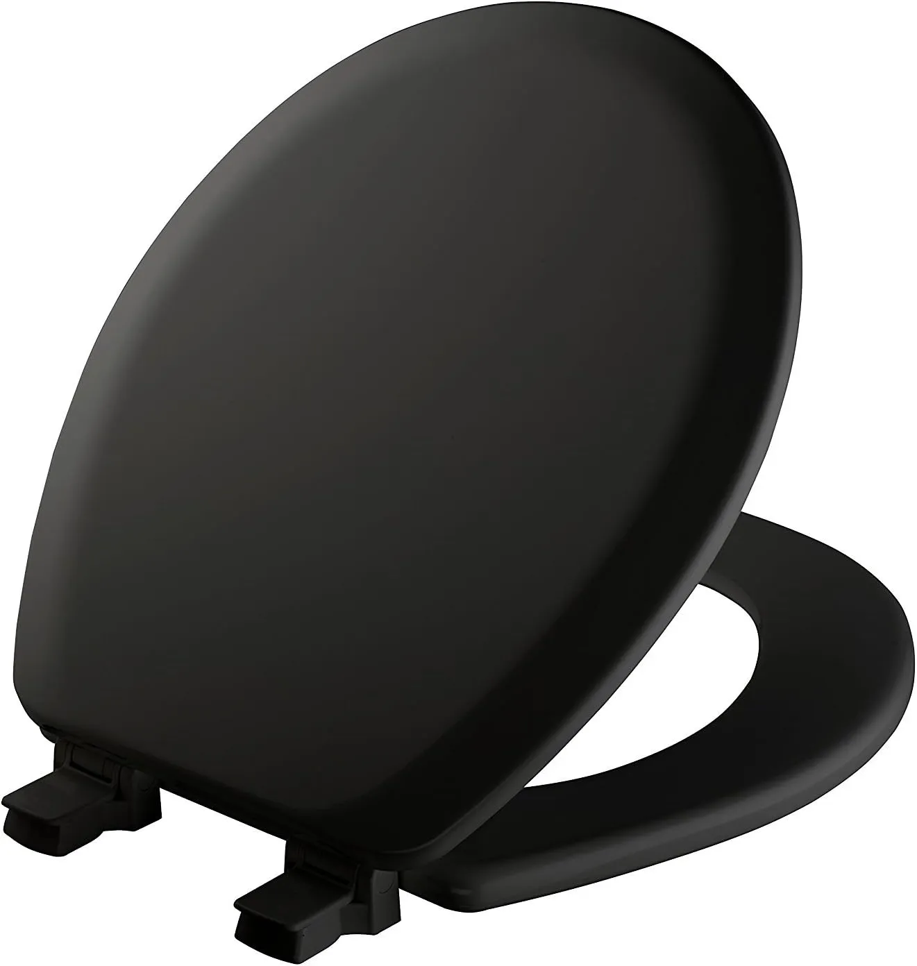 Mayfair Cameron Black Toilet Seat, Non Slip Heavy Duty Wood, Easy Clean, Made in USA, Round