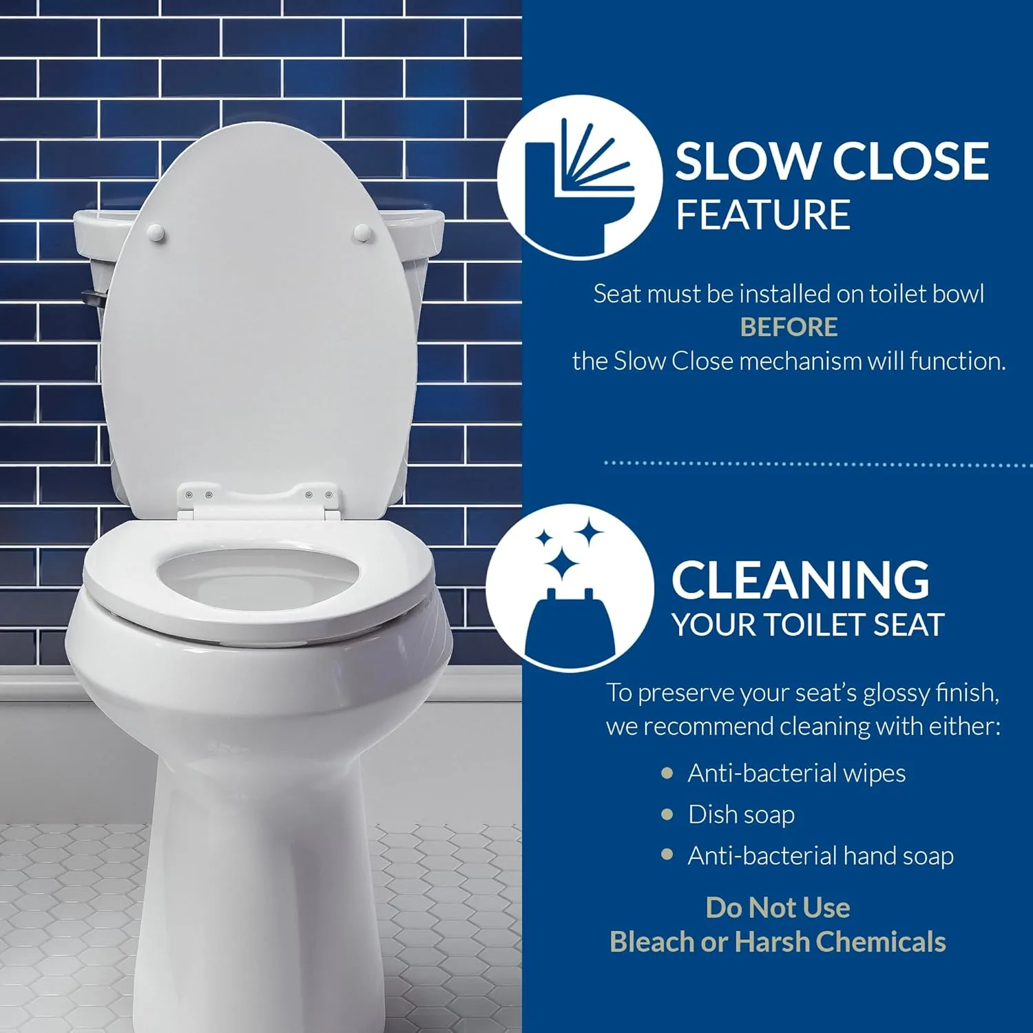 Mayfair Cassel Slow Close Toilet Seat, Easy Clean, Non Slip Premium Wood Seat, Easy Install, Made in USA, Elongated, Biscuit