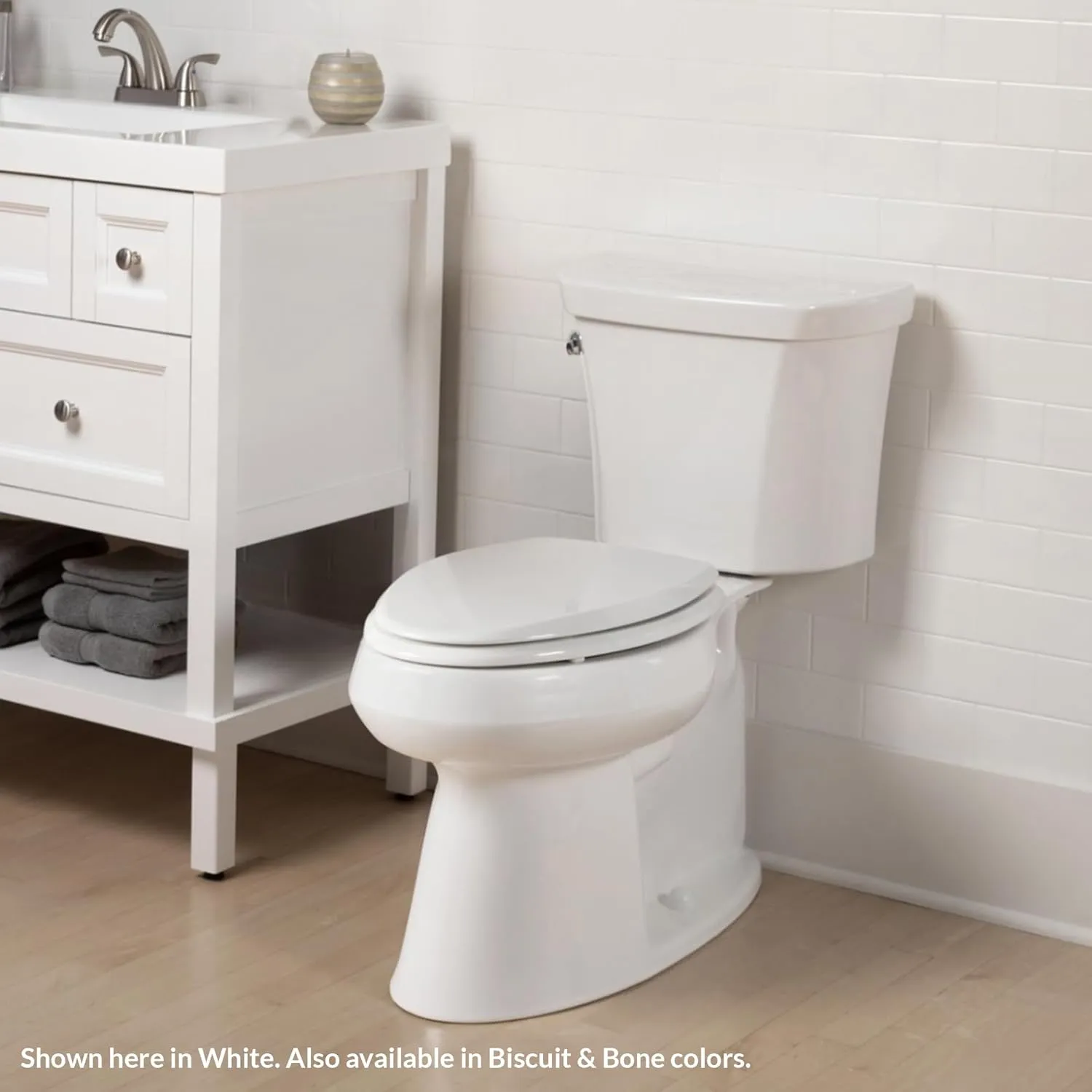 Mayfair Cassel Slow Close Toilet Seat, Easy Clean, Non Slip Premium Wood Seat, Easy Install, Made in USA, Elongated, Biscuit