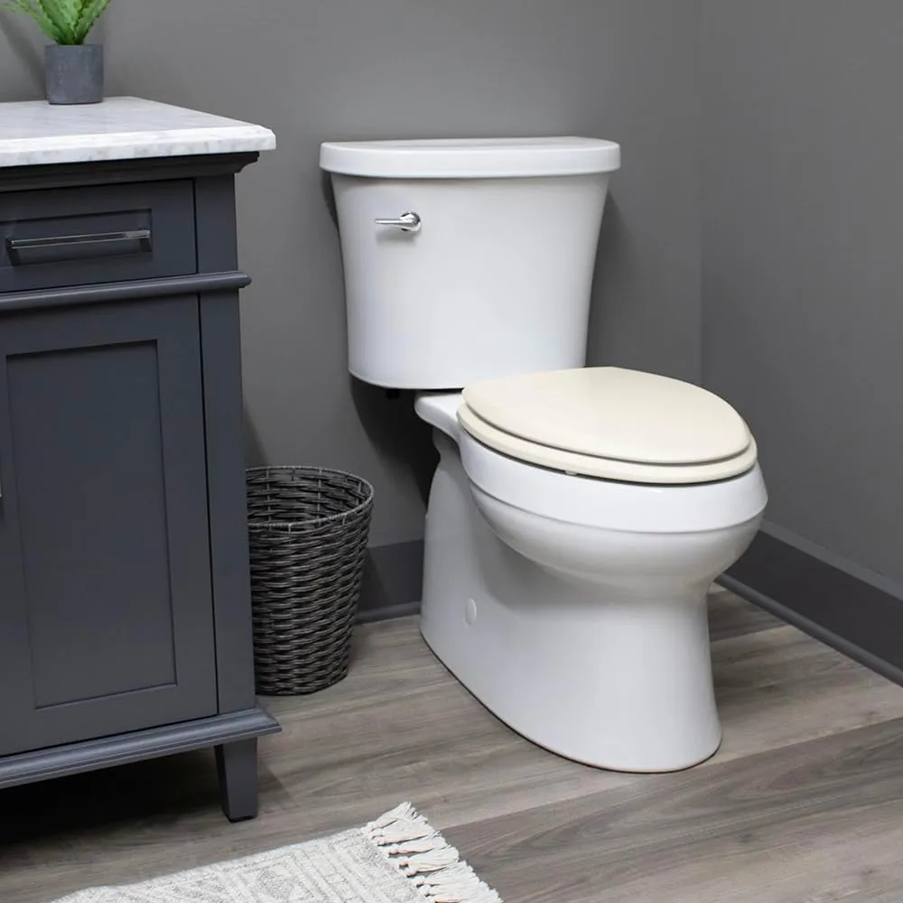 Mayfair Cassel Slow Close Toilet Seat, Easy Clean, Non Slip Premium Wood Seat, Easy Install, Made in USA, Elongated, Biscuit