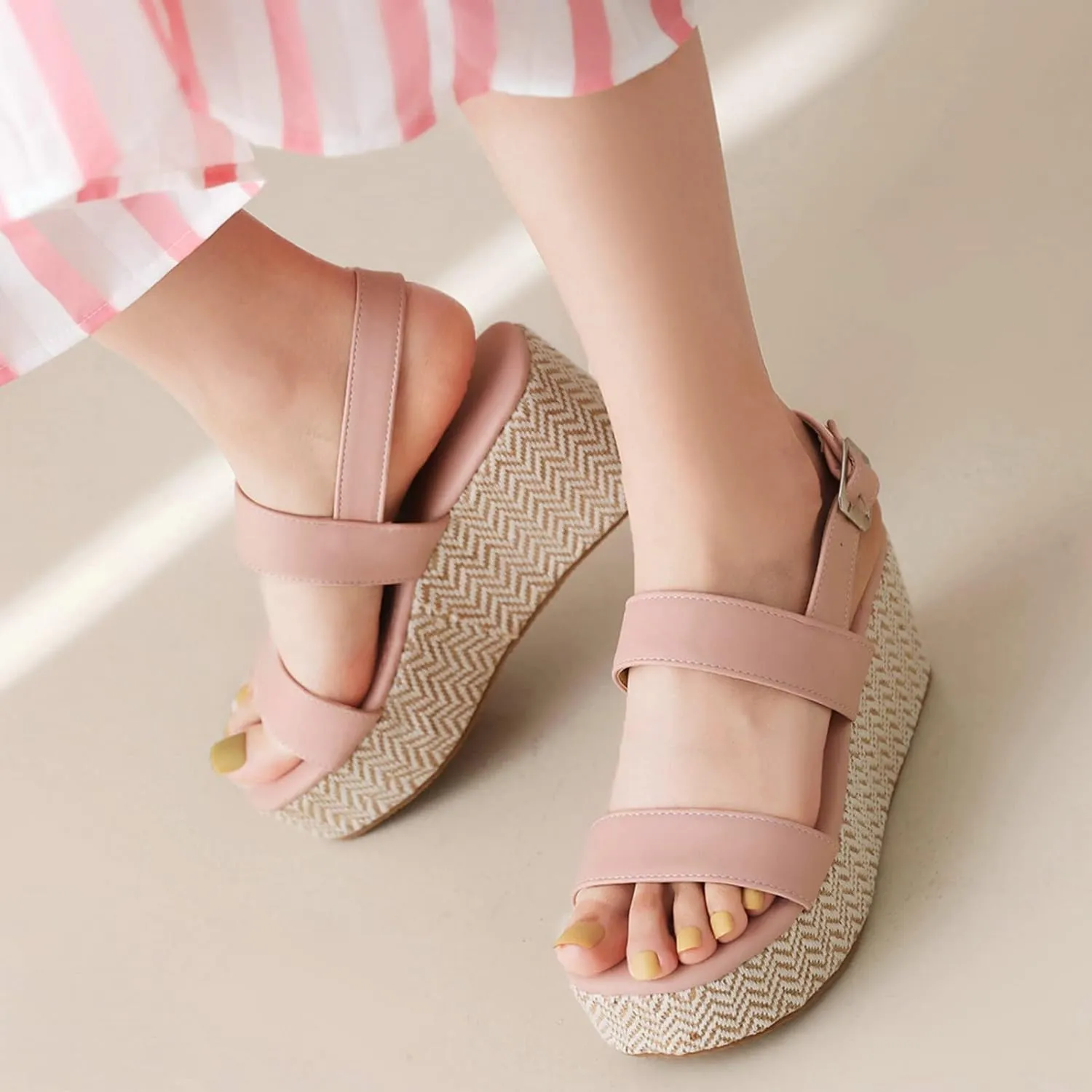 Meefit Women Platform Espadrille Wedges Sandals Open Toe Slingback Ankle Strap High Heels Sandals