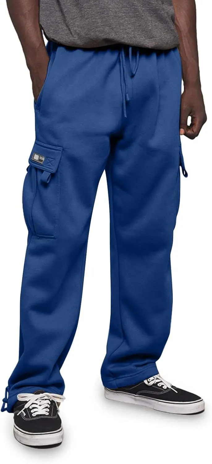 Men Cargo Combat Work Pant Gym Running Jogger Plain Stretch Sweat Pants Loose Linen Track Lounge Pants
