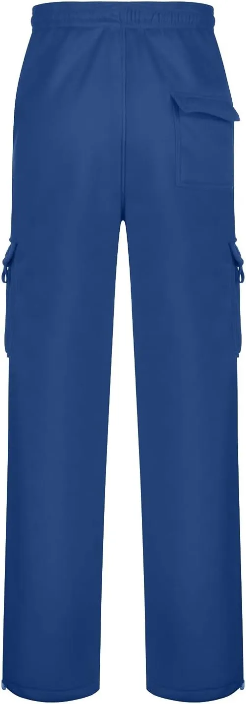 Men Cargo Combat Work Pant Gym Running Jogger Plain Stretch Sweat Pants Loose Linen Track Lounge Pants