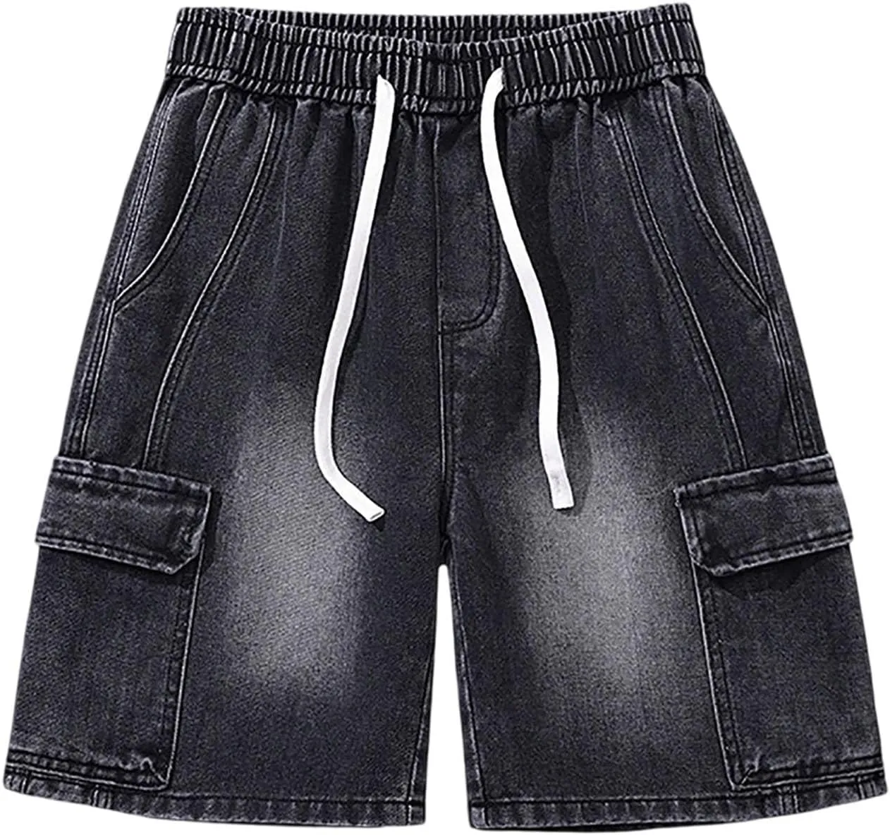 Men Loose Denim Shorts Baggy Casual Summer Wide Leg Mid Jean Jorts Hip Hop Shorts Streetwear with Pockets