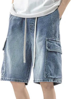 Mens Baggy Denim Jorts Y2K Loose Hip Hop Jean Shorts Casual Summer Long Jeans Streetwear