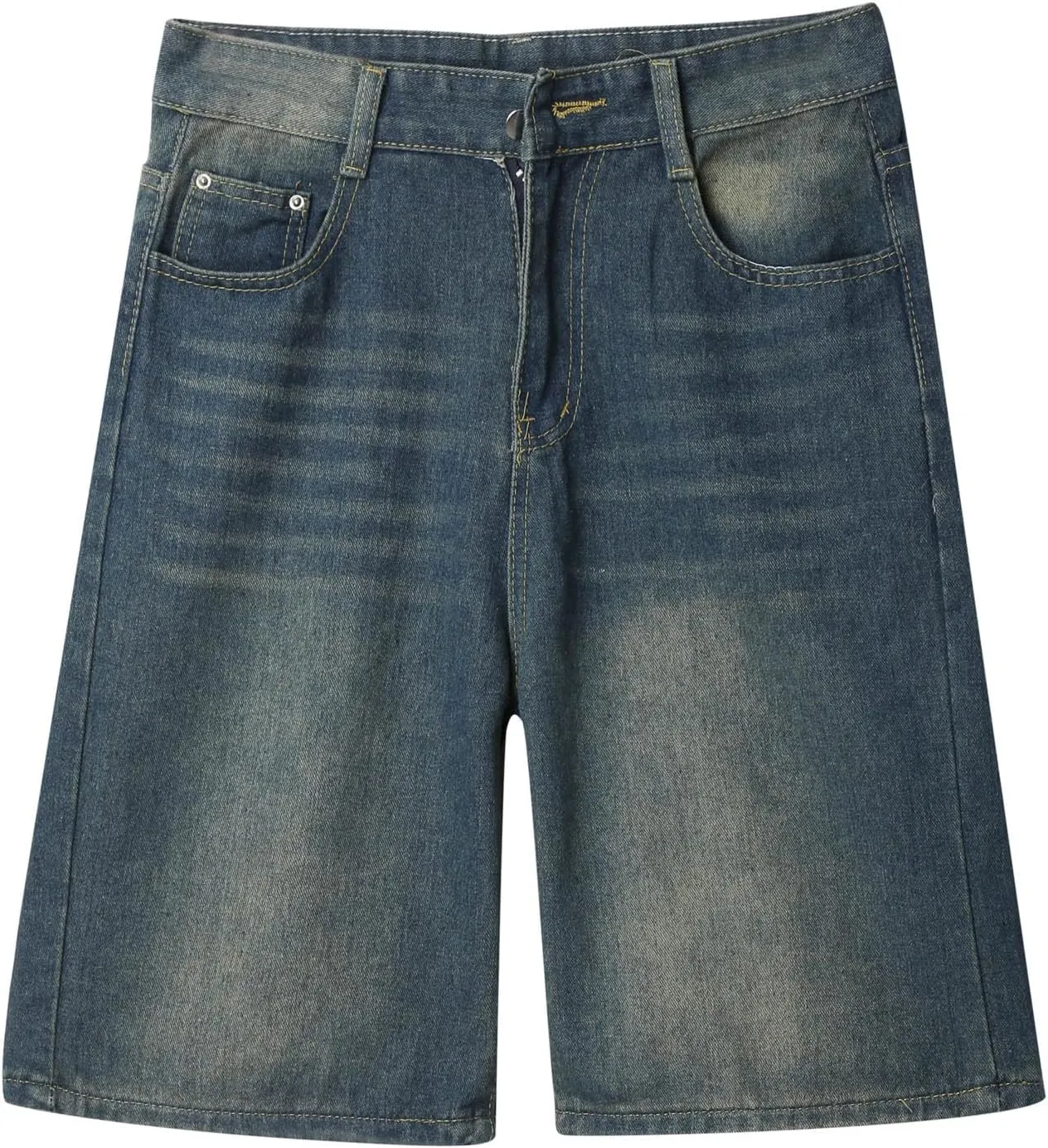 Mens Baggy Denim Jorts Y2K Loose Hip Hop Jean Shorts Casual Summer Long Jeans Streetwear