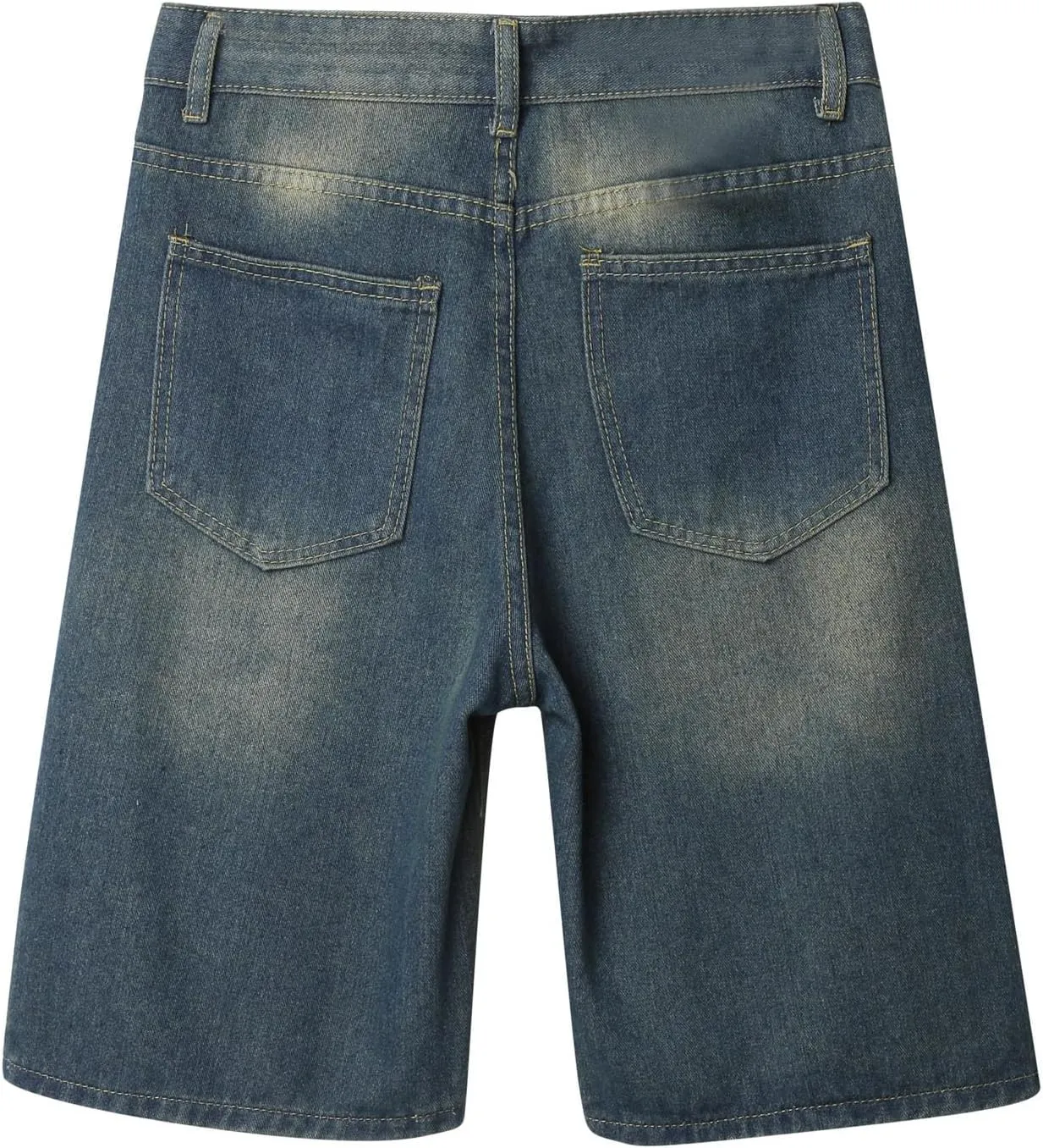 Mens Baggy Denim Jorts Y2K Loose Hip Hop Jean Shorts Casual Summer Long Jeans Streetwear