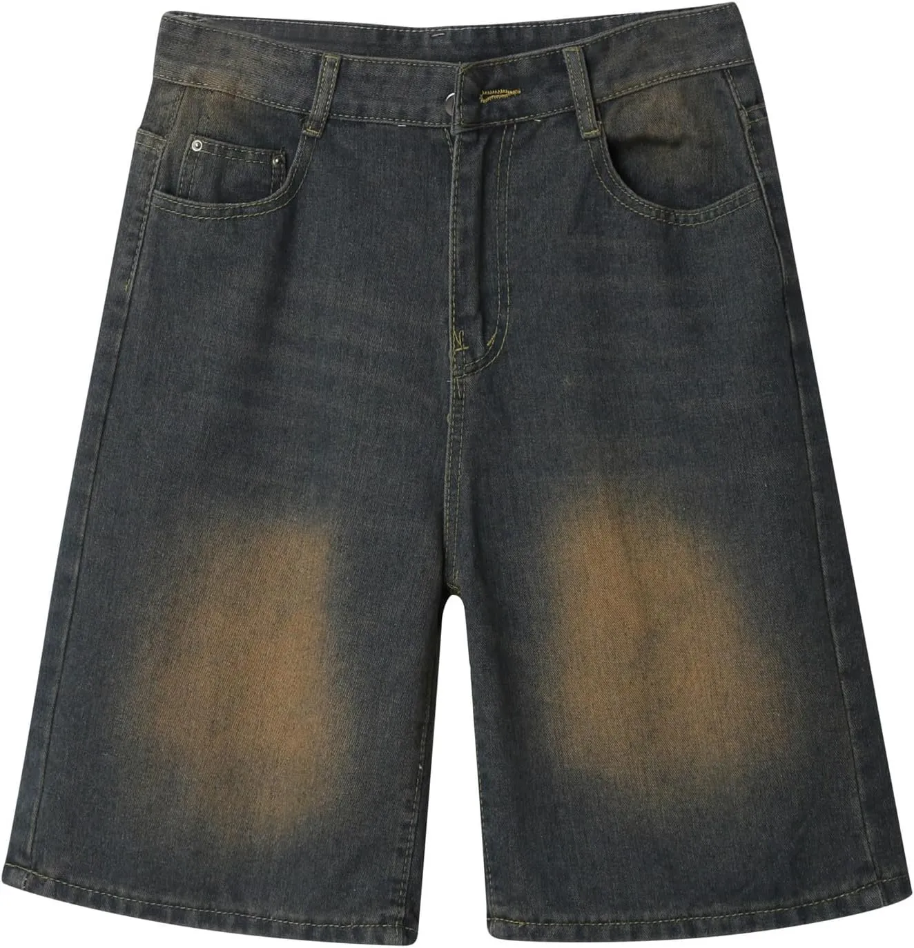 Mens Baggy Denim Jorts Y2K Loose Hip Hop Jean Shorts Casual Summer Long Jeans Streetwear