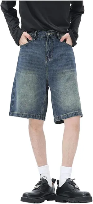 Mens Baggy Denim Jorts Y2K Loose Hip Hop Jean Shorts Casual Summer Long Jeans Streetwear