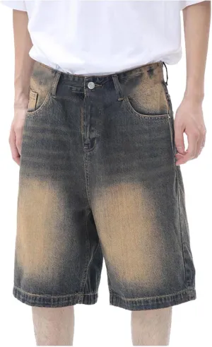 Mens Baggy Denim Jorts Y2K Loose Hip Hop Jean Shorts Casual Summer Long Jeans Streetwear