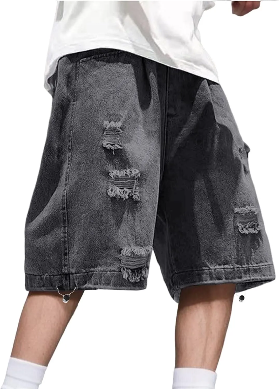 Men's Baggy Jean Shorts Loose Fit Mid Denim Shorts Summer Casual Aesthetic Pants Trendy Outfits