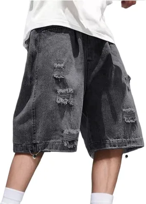 Men's Baggy Jean Shorts Loose Fit Mid Denim Shorts Summer Casual Aesthetic Pants Trendy Outfits