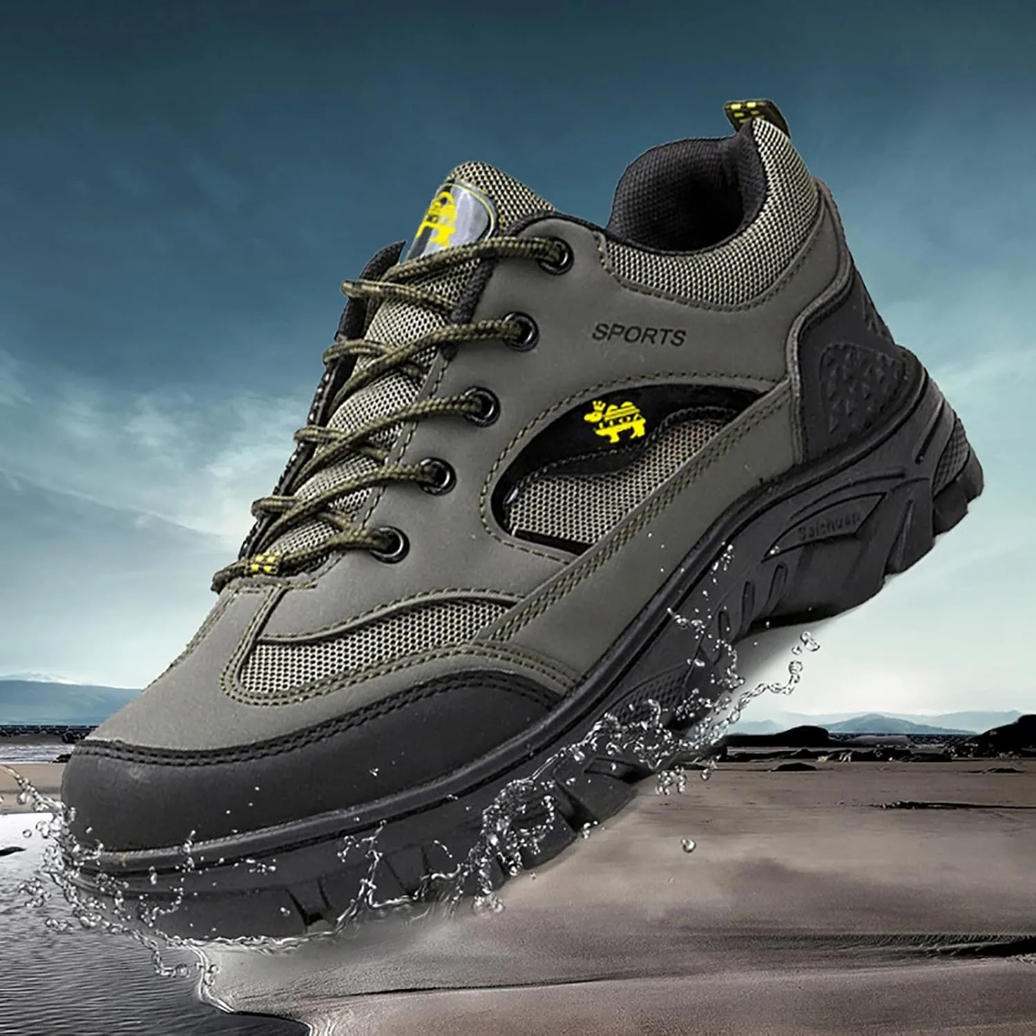 Men’s Hiking Shoes Outdoor Walking Shoes Breathable Trekking Trails Shoes Low Top Sneakers Lightweight Walking Shoes