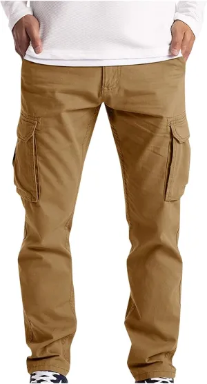 Men's Jogging Pants Casual Jogger Workout Gym Sweatpants Straight Leg Elasticated Waist Cargo Work Pant