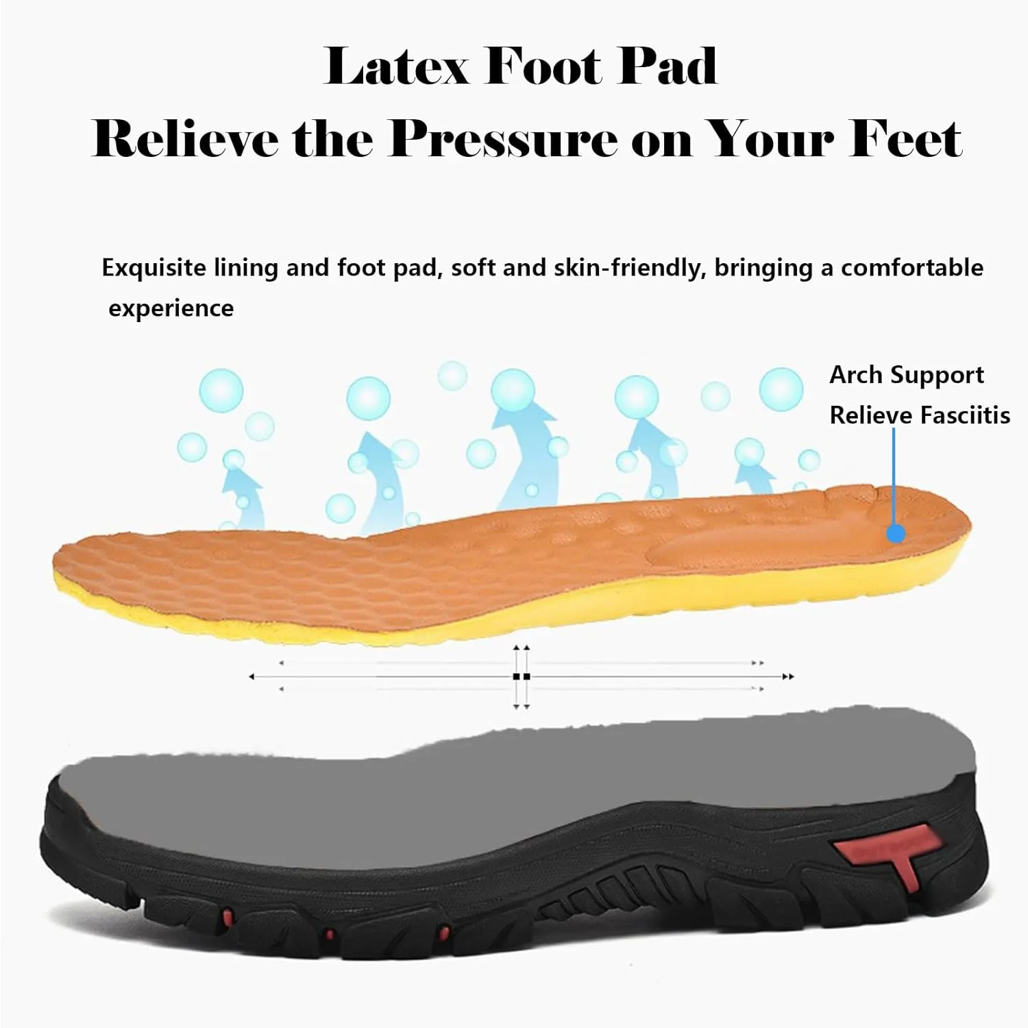 Men's Leather Hiking Shoes, Slip on Loafers Walking Boots, Waterproof Causal Sneakers, Work Walking Slippers, Easy Wear on/Off