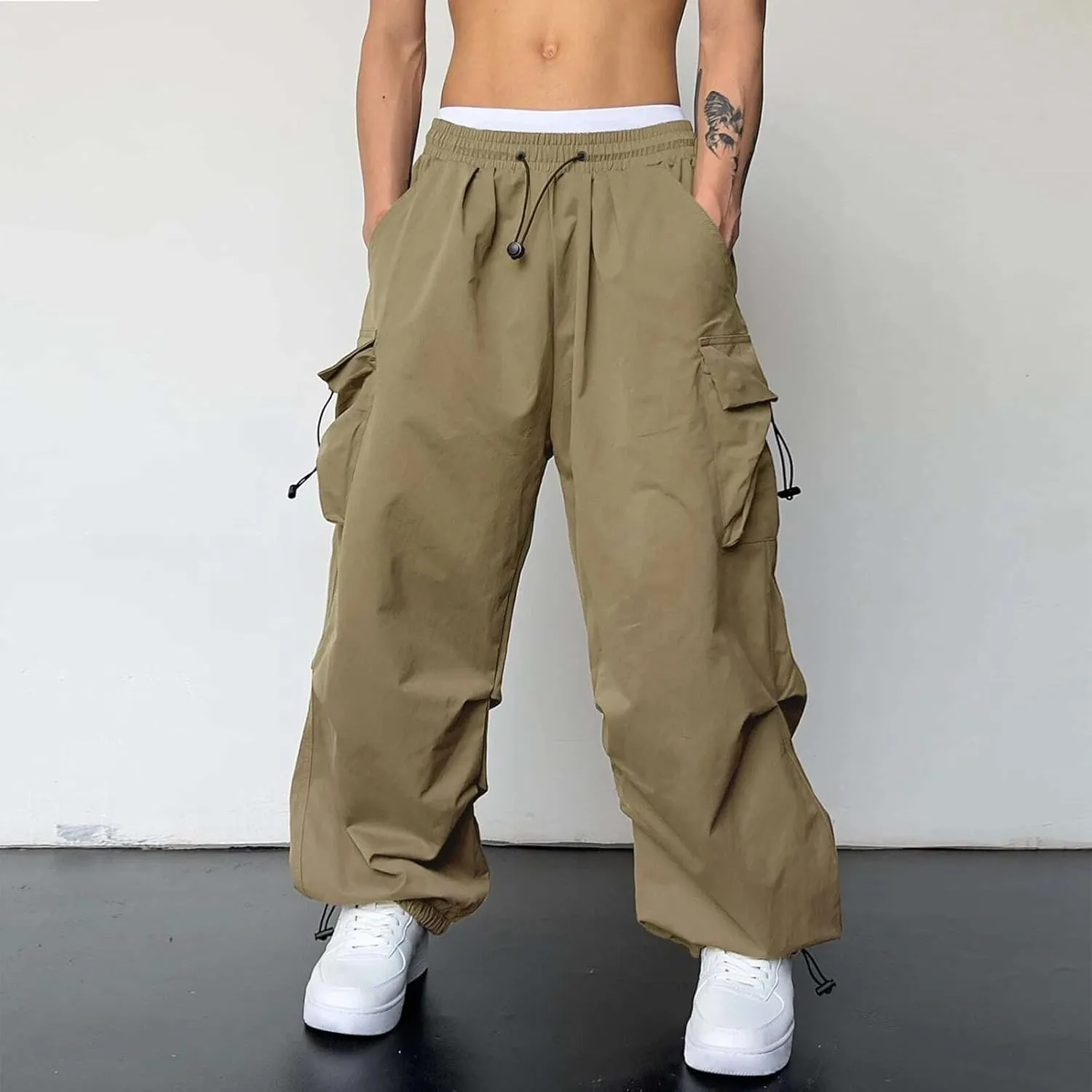 Mens Lightweight Jogging Pant Pockets Lounge Work Joggers Loose Fit Sport Casual Sweatpants Open Hem Pants