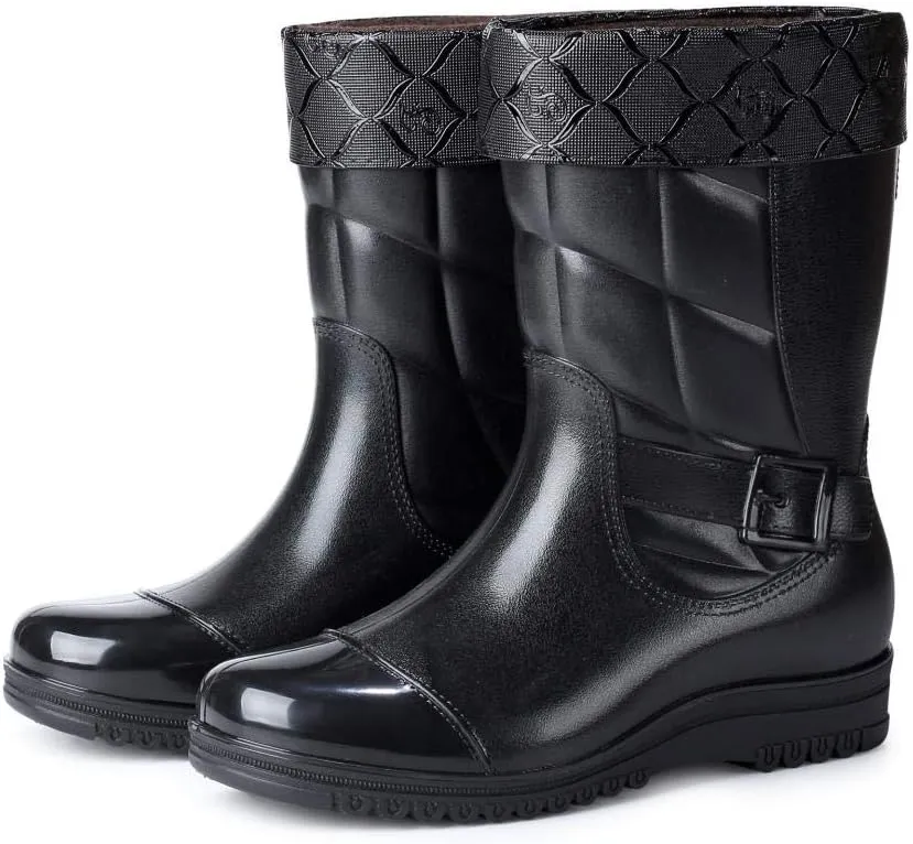 Mens Rain Boots Slip On Non-Slip Rubber Waterproof Ankle Boots Rain Shoes