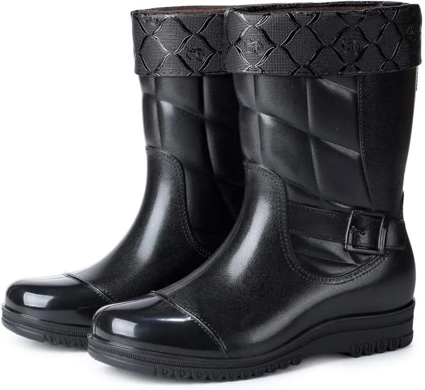 Mens Rain Boots Slip On Non-Slip Rubber Waterproof Ankle Boots Rain Shoes