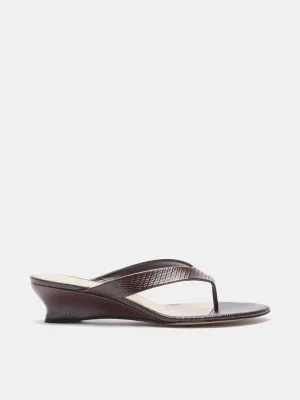 Micro Wedge Thong Sandal / Bruciato Leather Snake Effect