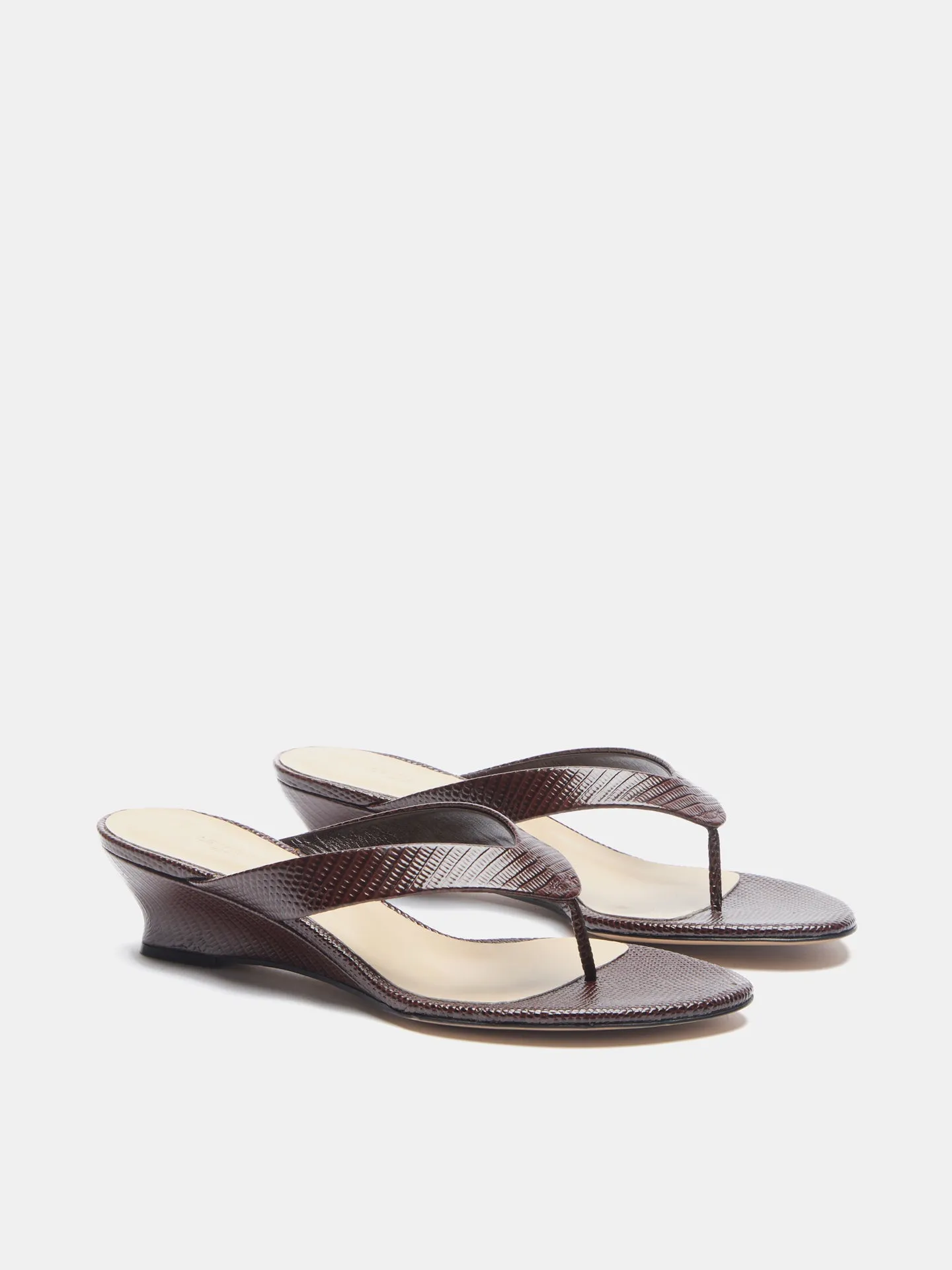 Micro Wedge Thong Sandal / Bruciato Leather Snake Effect