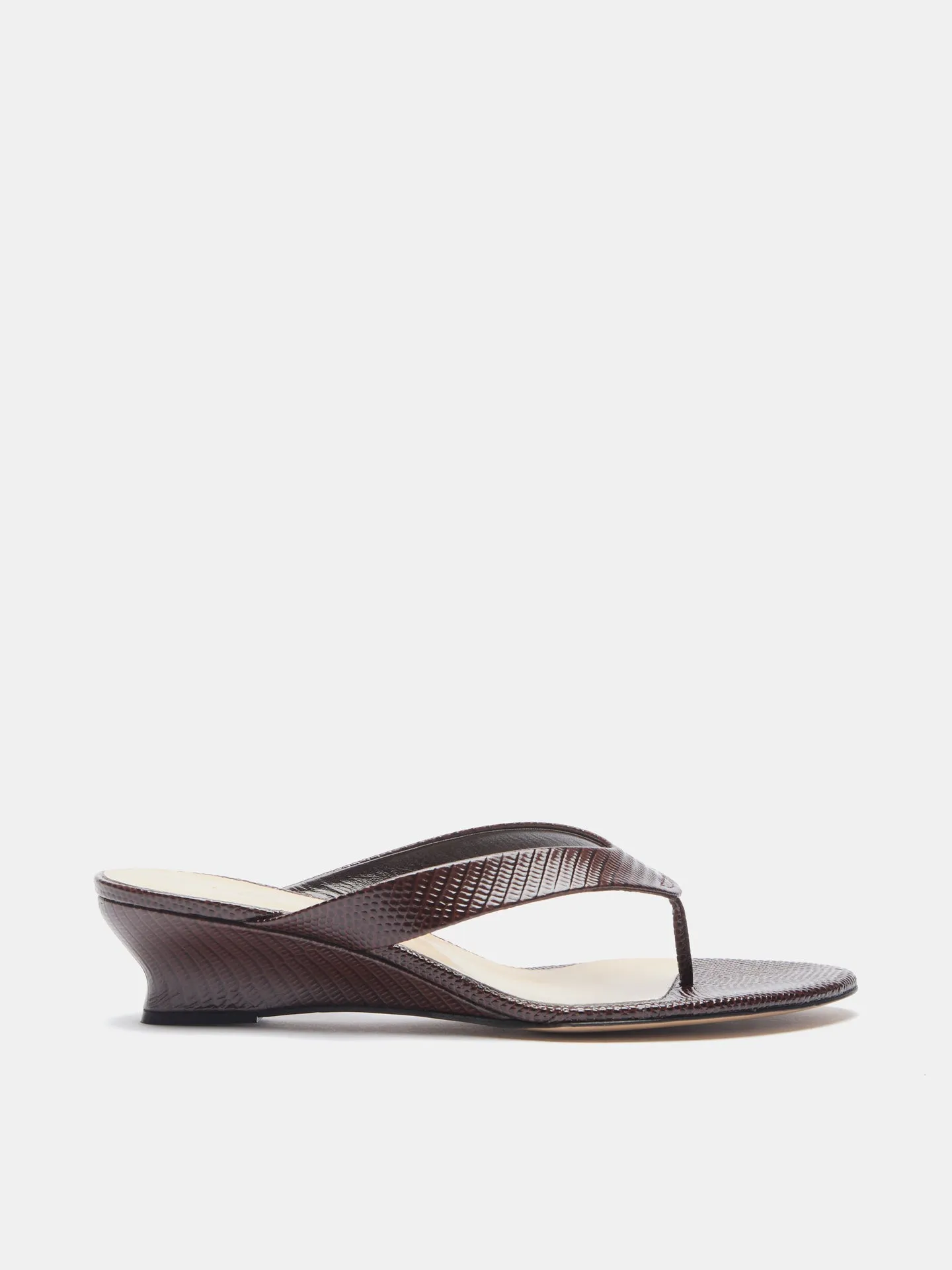 Micro Wedge Thong Sandal / Bruciato Leather Snake Effect