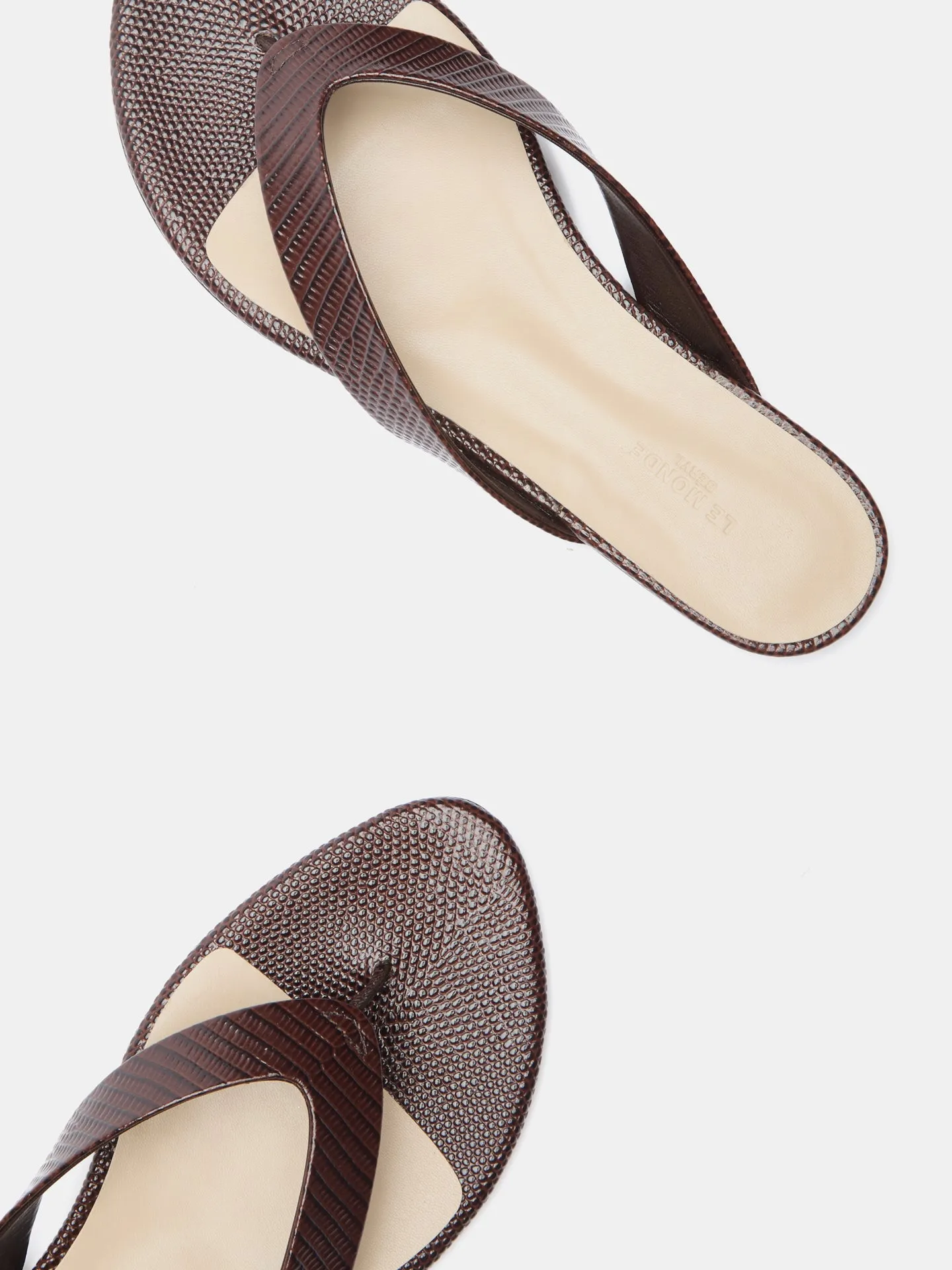 Micro Wedge Thong Sandal / Bruciato Leather Snake Effect