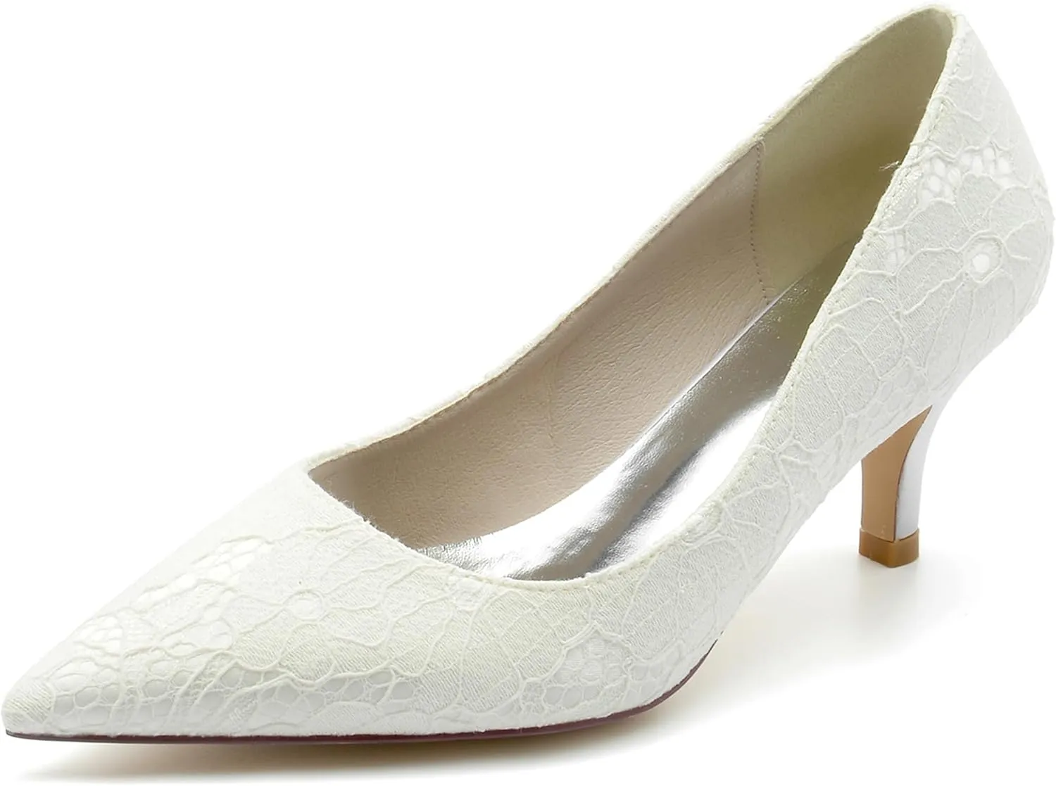 Minishion Wedding Shoes for Women Bridesmaid Slip on Lace Formal Prom Pumps BR050