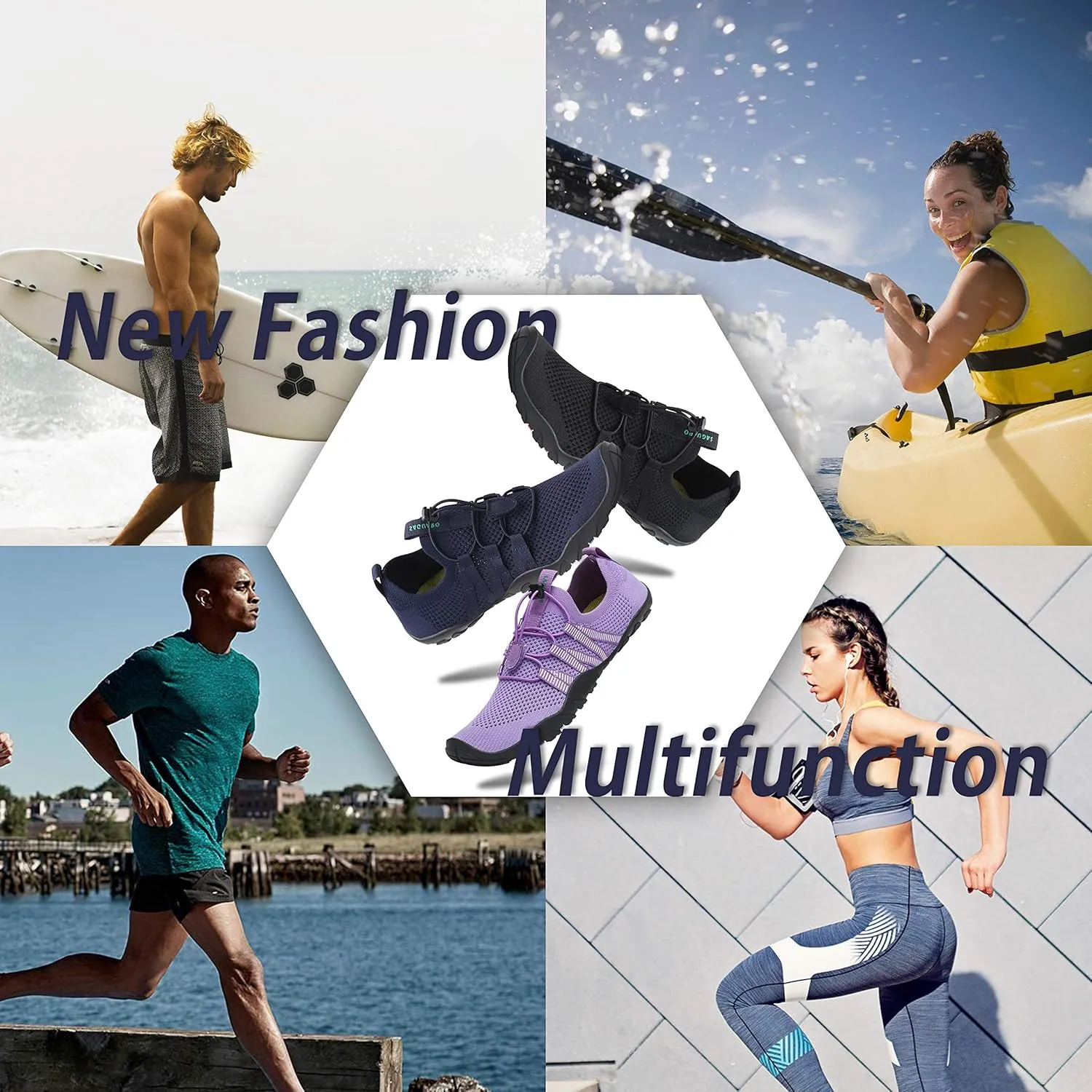 Mishansha Water Shoes for Women Men Barefoot Beach Shoe Quick Dry Aqua Swim Socks for Surfing Yoga Size 4.5-15 Women/3-13.5 Men