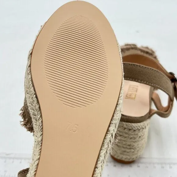 Miss left Brown Platform Open Toe Espadrille Ankle Strap High Heel Wedge Sandal