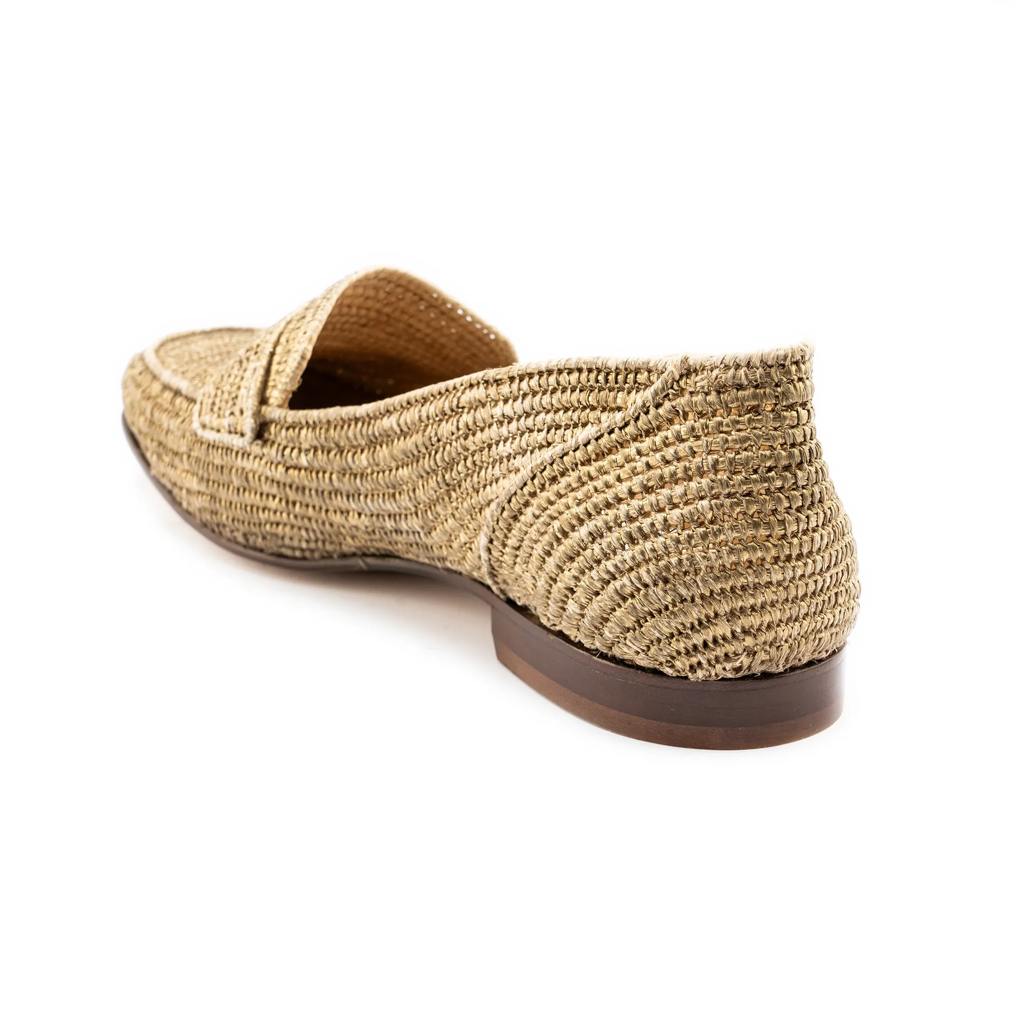 Mocassin Raffia Loafer-Gold