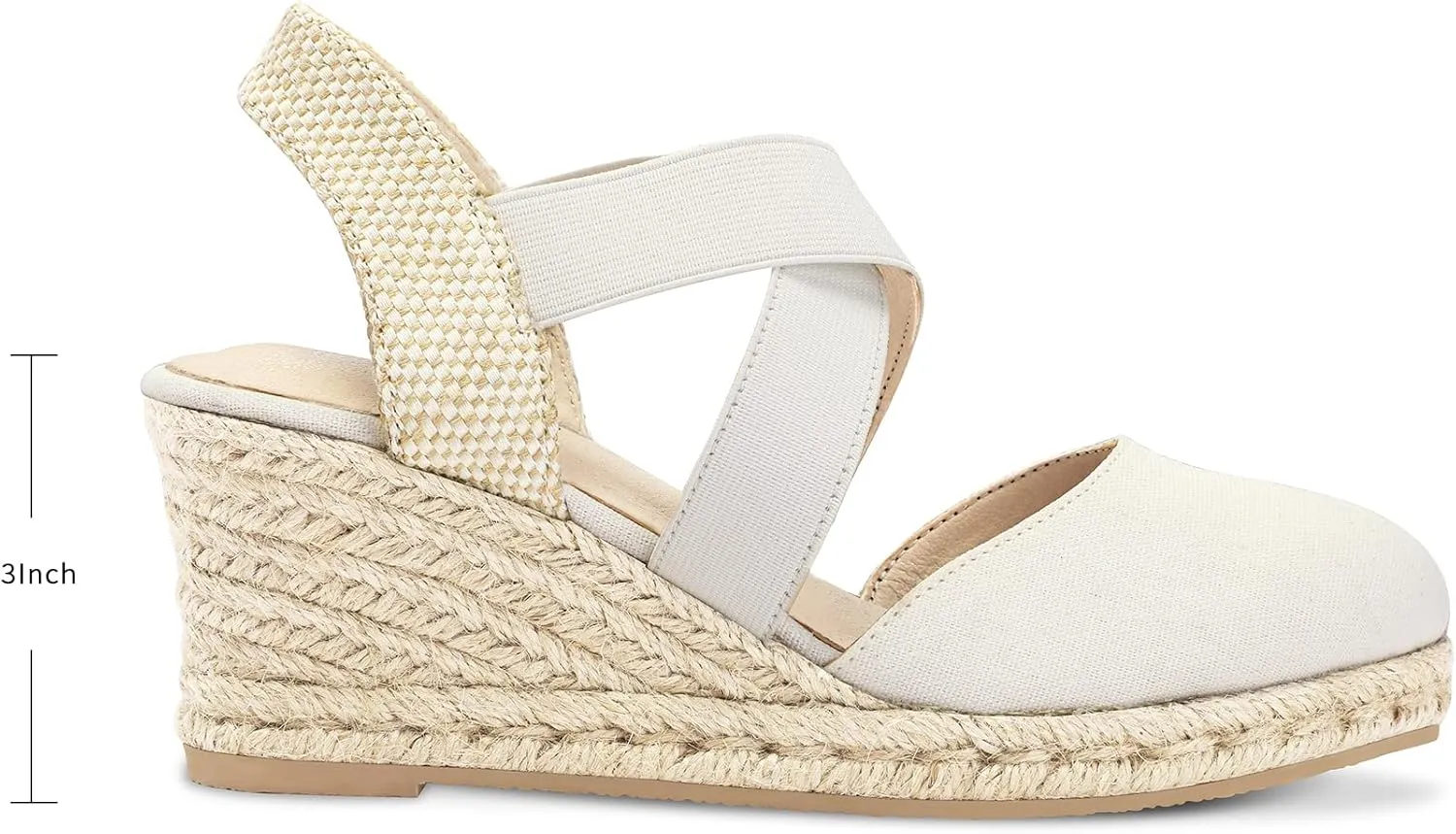 mysoft Women's Closed Toe Crisscross Elastic Ankle Strap Platform Espadrille Wedge Sandals