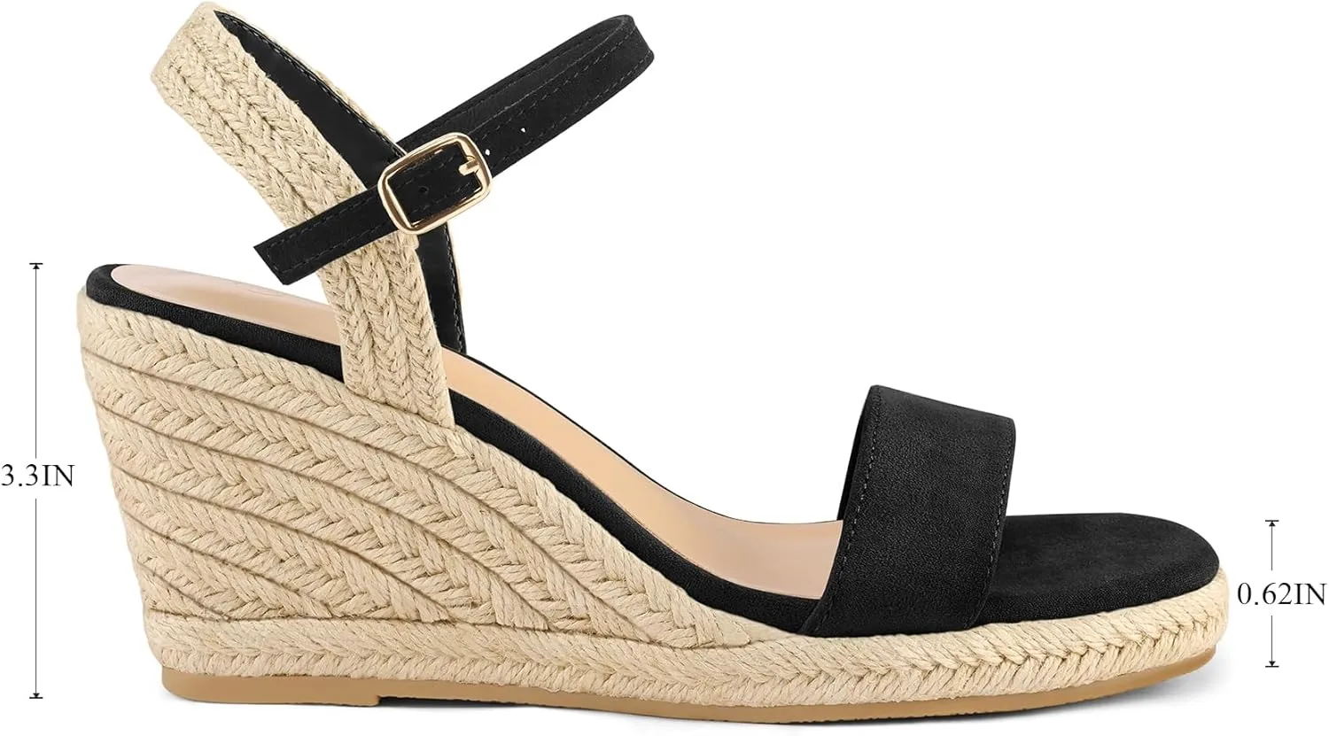mysoft Women's Platform Espadrille Wedge Sandals Square Open Toe Ankle Strap Buckle Casual Summer Dressy Sandals