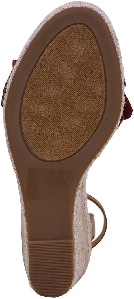 Nautica Women's Espadrille Wedge Sandals – Platform Heel Summer Dress Shoes with Ankle Strap and Bow – Comfortable Open Toe Beach and Casual Footwear