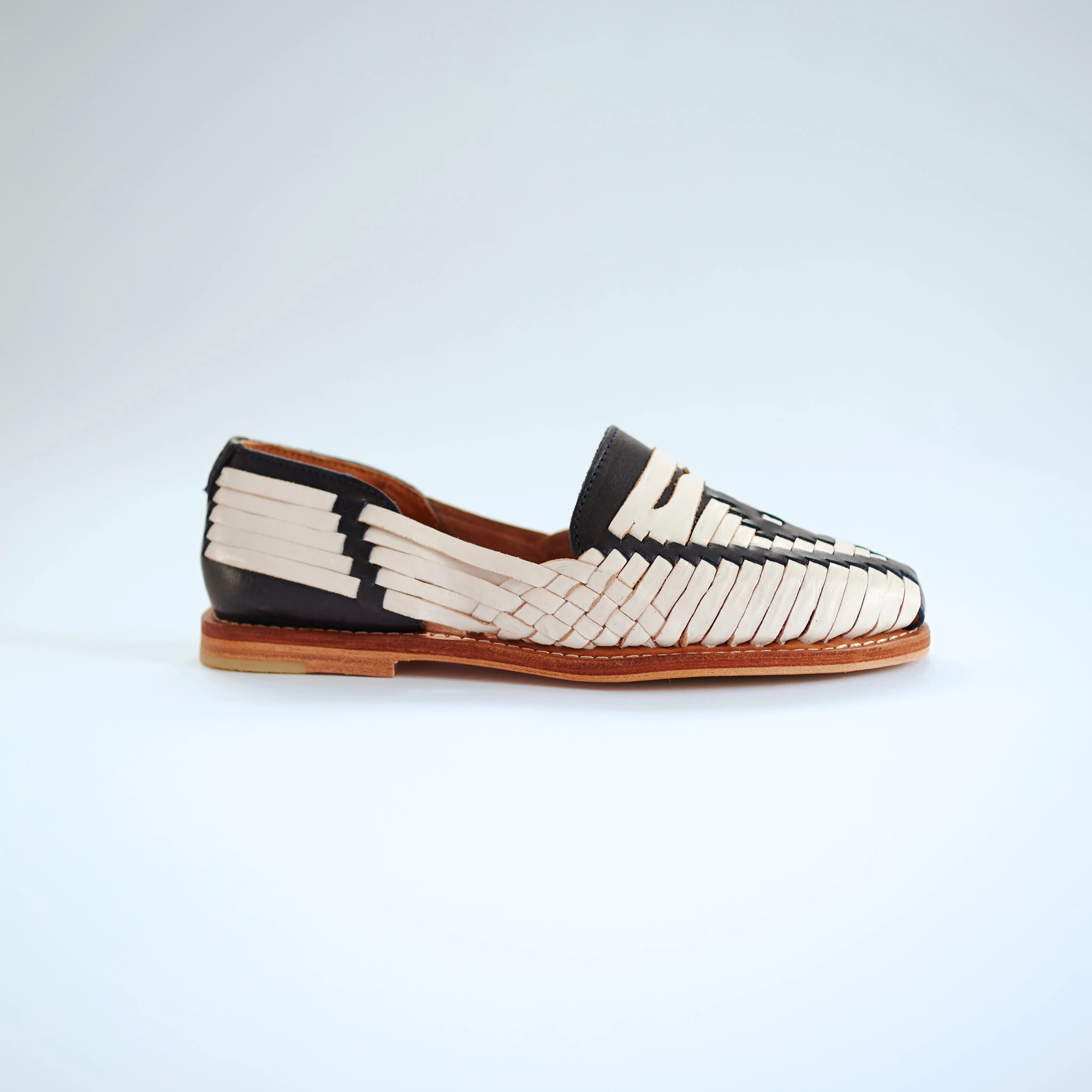 Navy and White Leather Sebastian Loafer