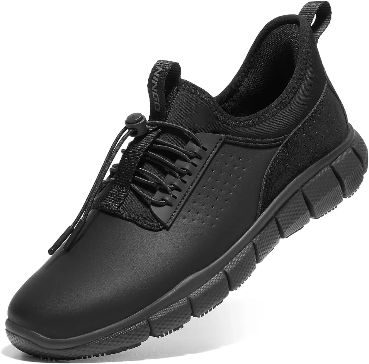 NINGO Non Slip Work Shoes for Men, Comfortable Slip Resistant Food Service Shoes, Water & Oil Resistant, Outdoor Work Sneakers, Mens Slip on Chef Shoes, for Casual Kitchen Restaurant