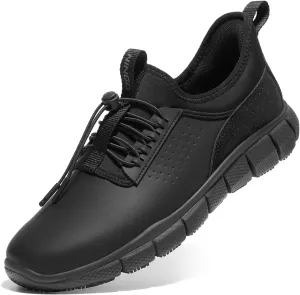 NINGO Non Slip Work Shoes for Men, Comfortable Slip Resistant Food Service Shoes, Water & Oil Resistant, Outdoor Work Sneakers, Mens Slip on Chef Shoes, for Casual Kitchen Restaurant