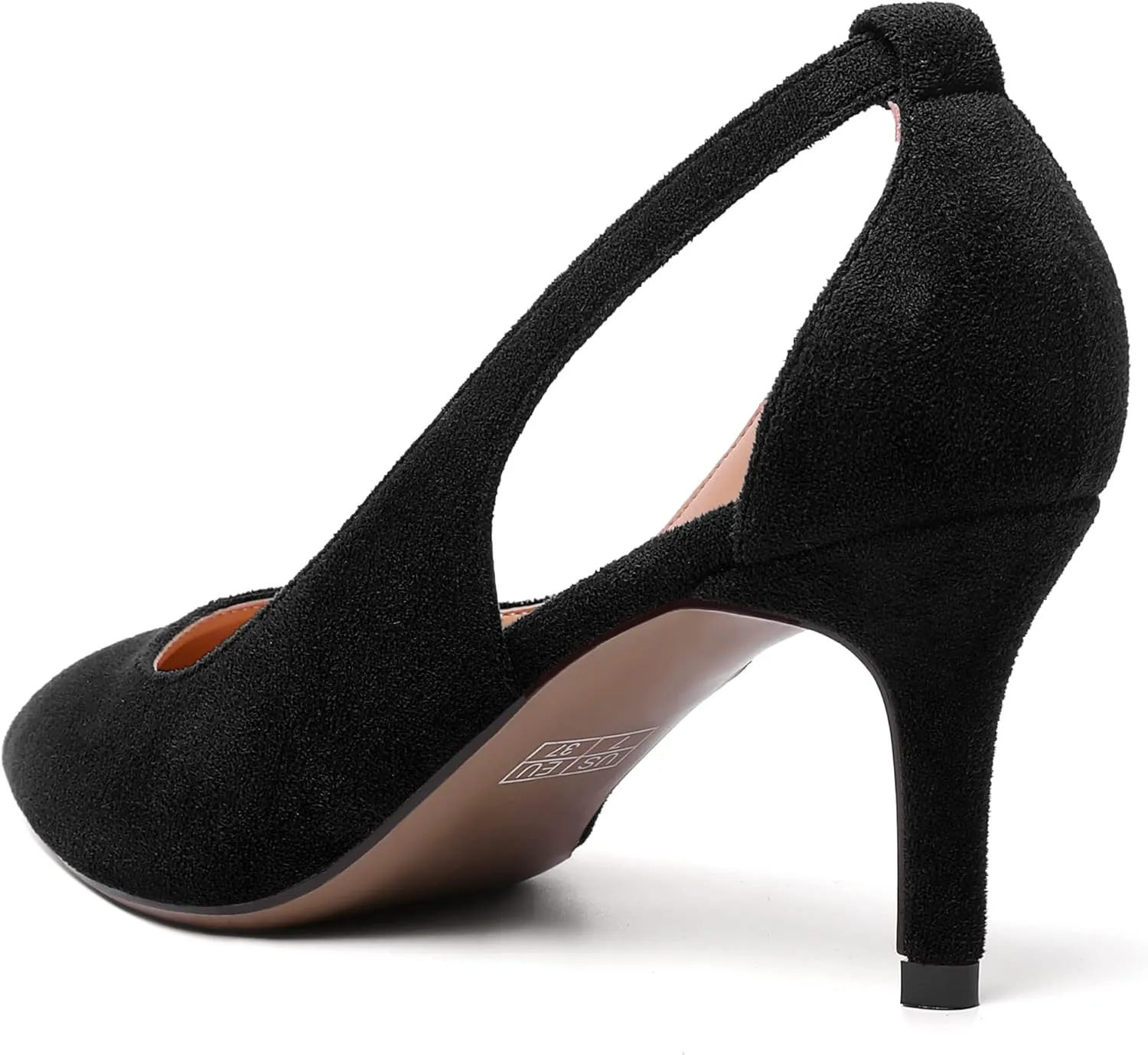 NUMALEO Womens Pointed Toe Slip On Solid Dress Suede Wedding Kitten Mid Heel Pumps Shoes 2.5 Inch