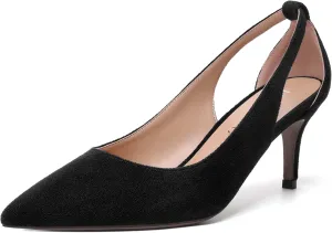 NUMALEO Womens Pointed Toe Slip On Solid Dress Suede Wedding Kitten Mid Heel Pumps Shoes 2.5 Inch