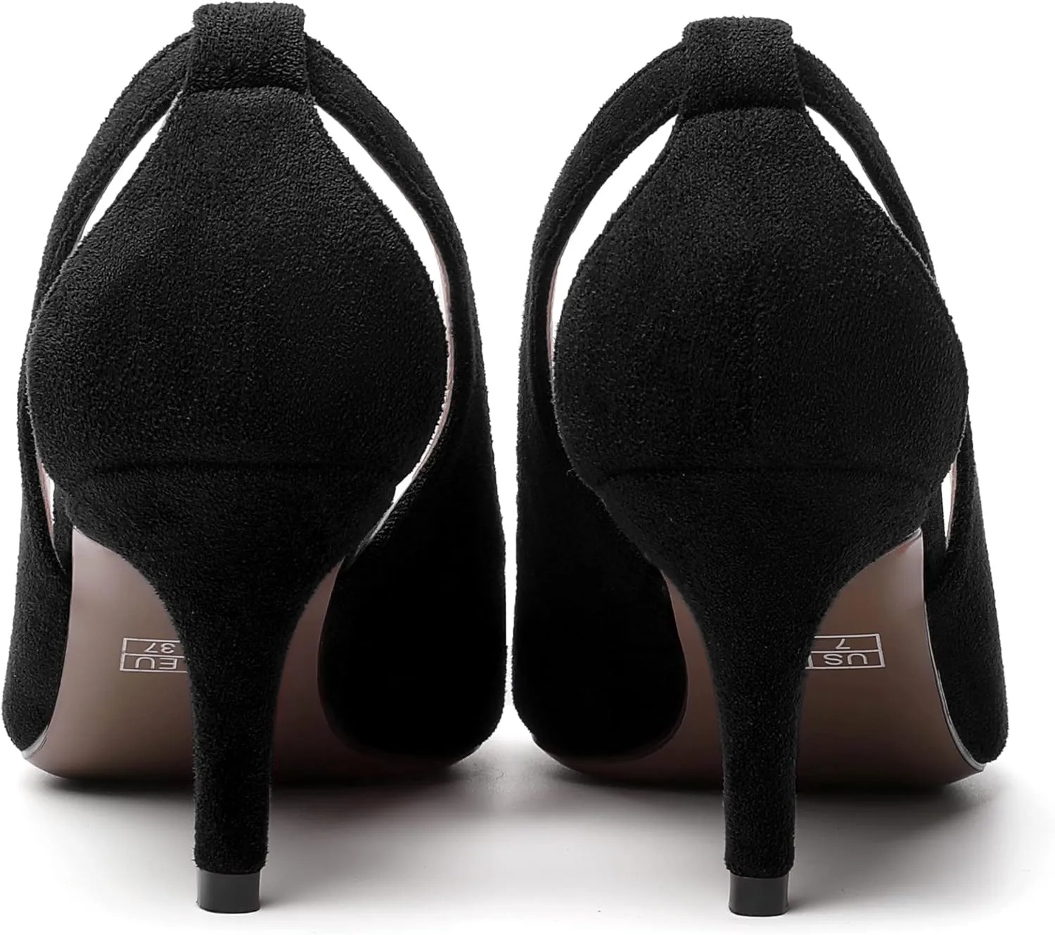 NUMALEO Womens Pointed Toe Slip On Solid Dress Suede Wedding Kitten Mid Heel Pumps Shoes 2.5 Inch