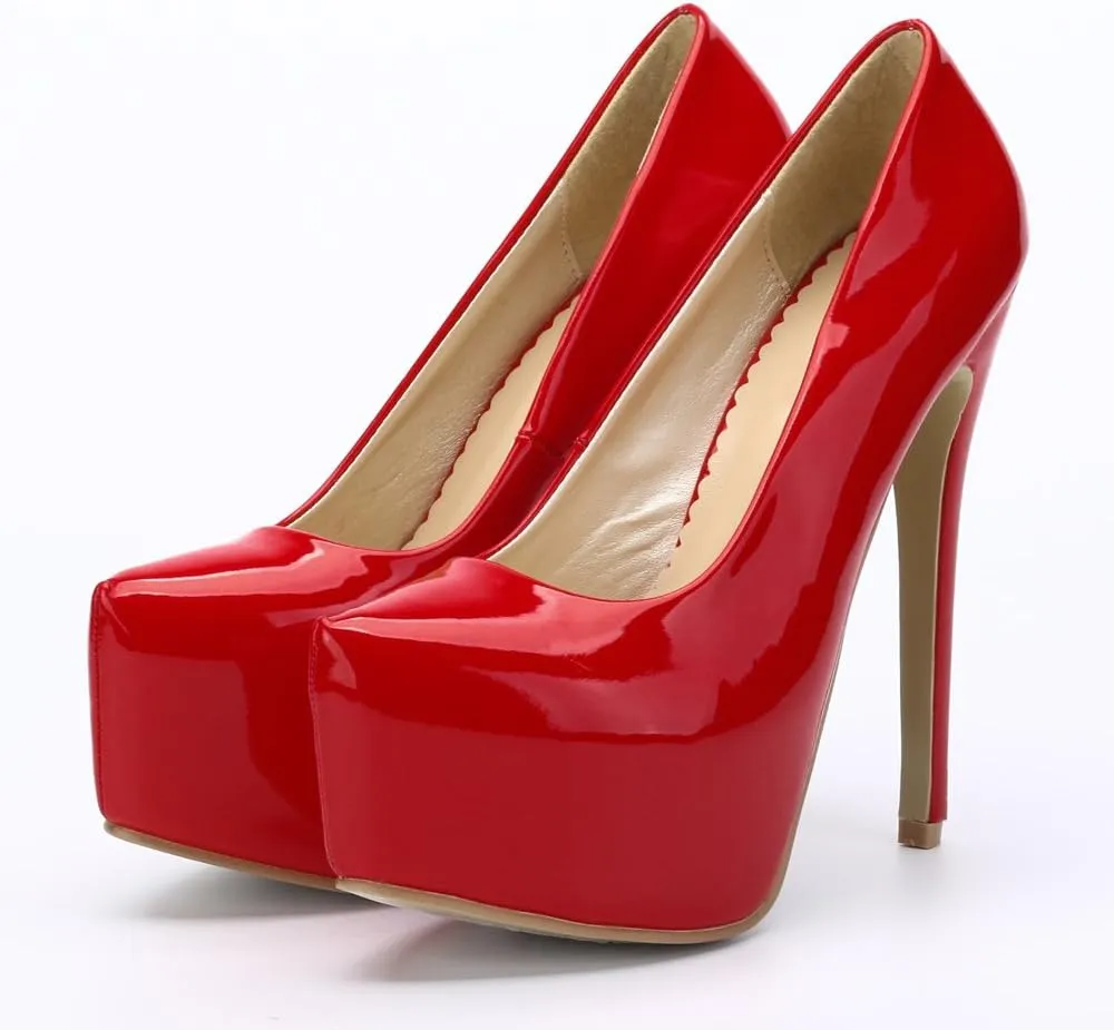 OCHENTA Women's Hidden Platform Stiletto High Heels Slip On Pumps